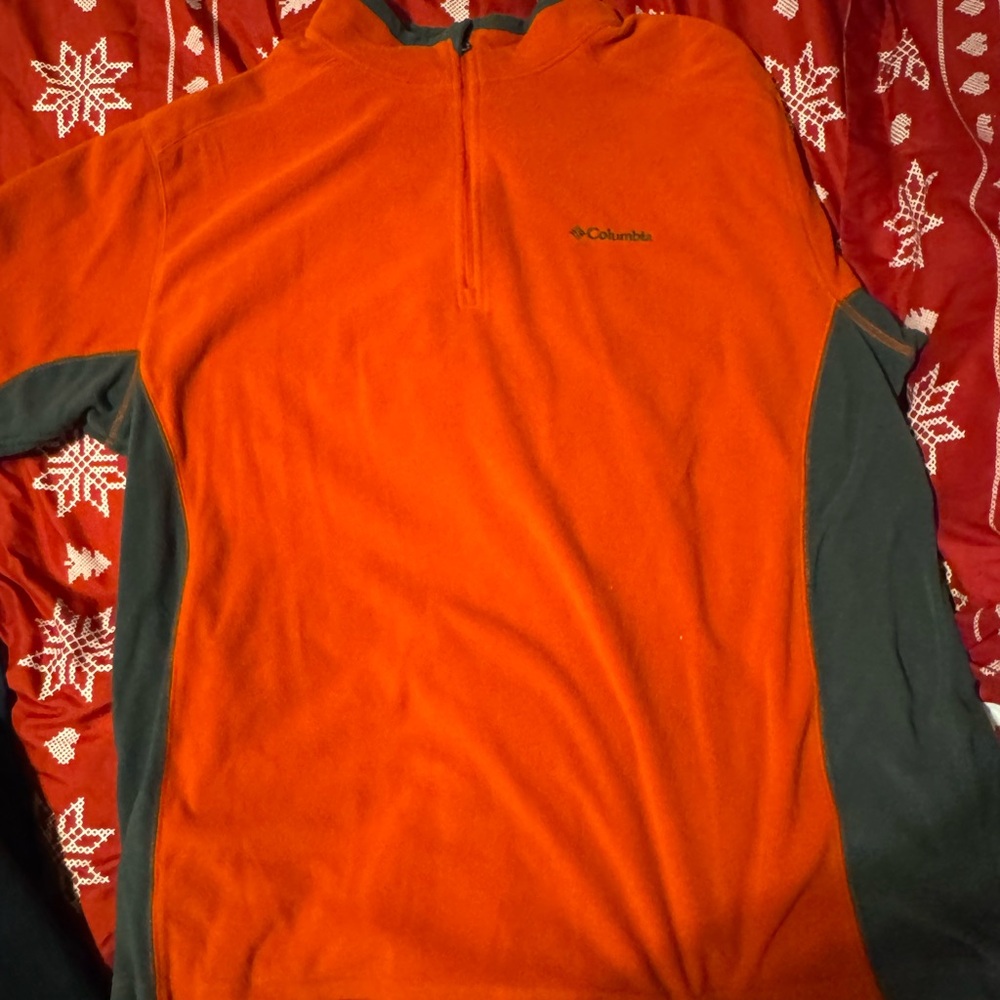 Columbia Men's Vibrant Orange and Dark Gray Fleece